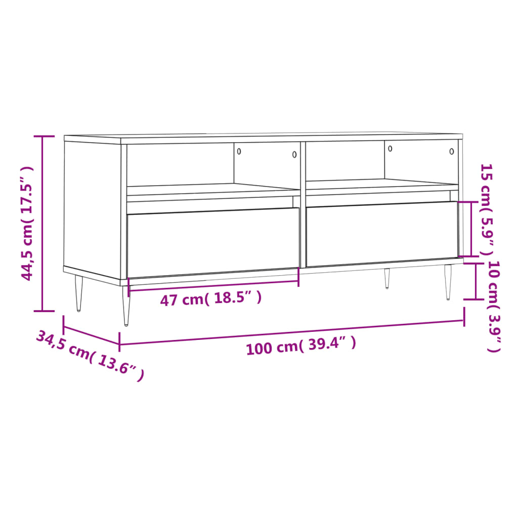 Mobile Porta Tv 100X34,5X44,5 Cm In Legno Multistrato