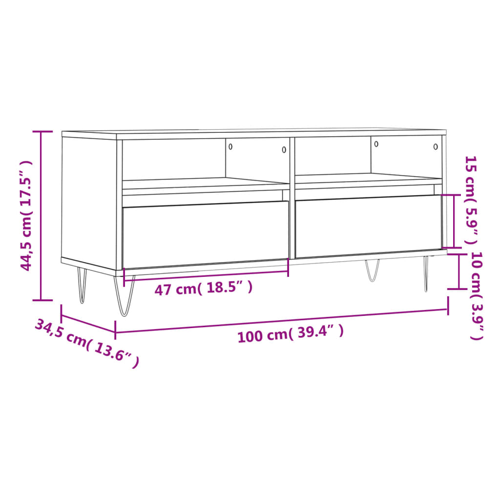 Mobile Porta Tv 100X34,5X44,5Cm Legno Multistrato