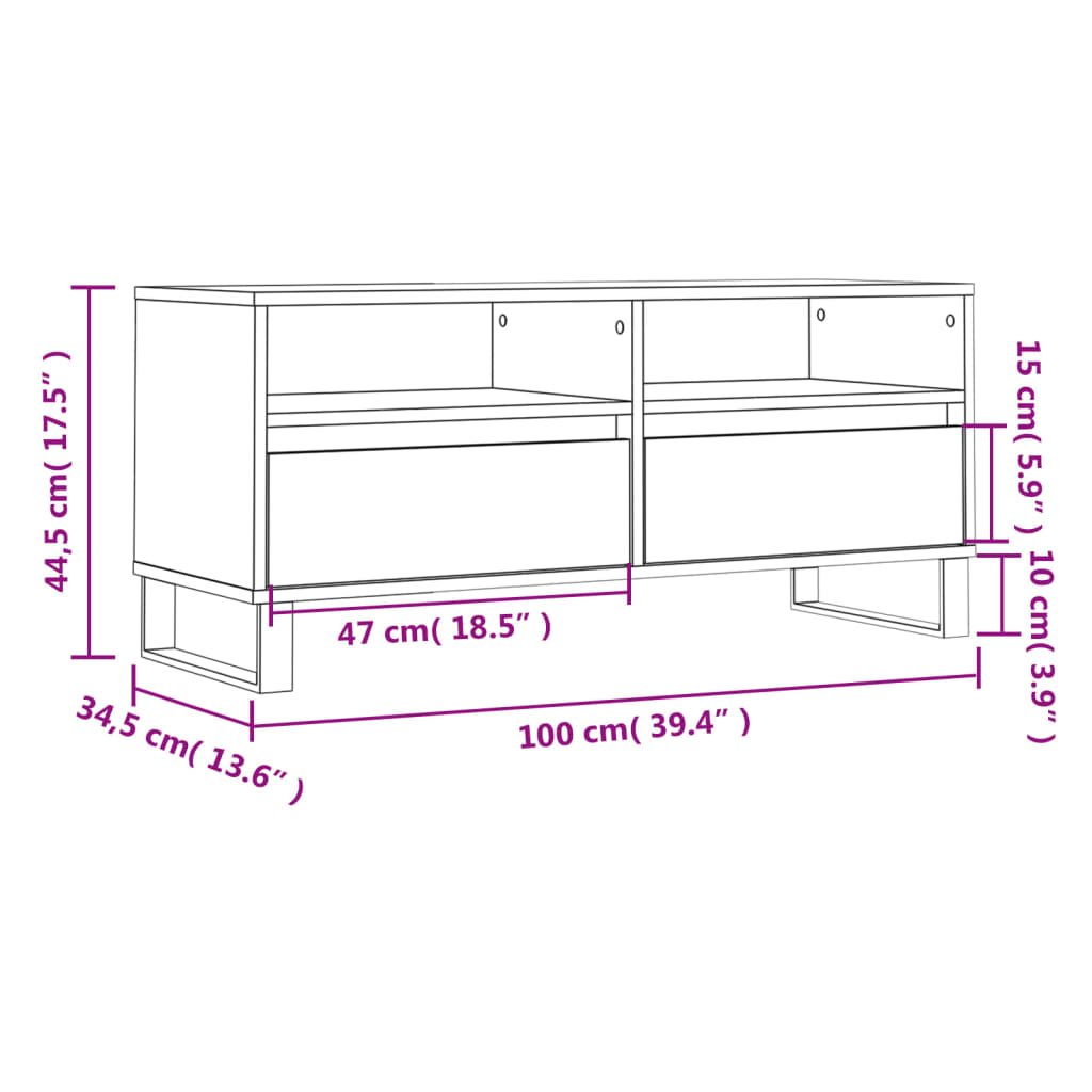 Mobile Tv 100X34,5X44,5 Cm In Legno Multistrato