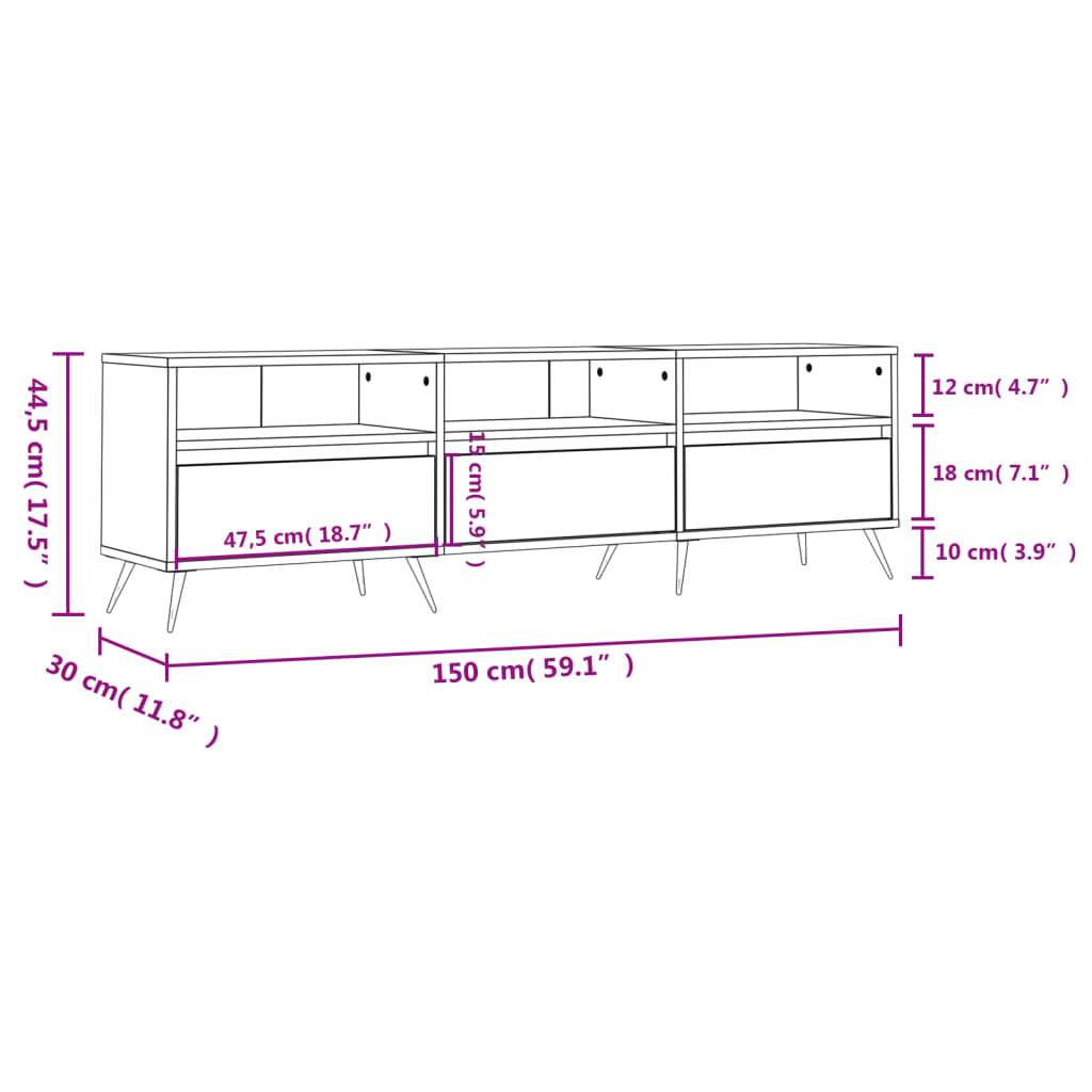 Mobile Tv 150X30X44,5 Cm Legno Multistrato