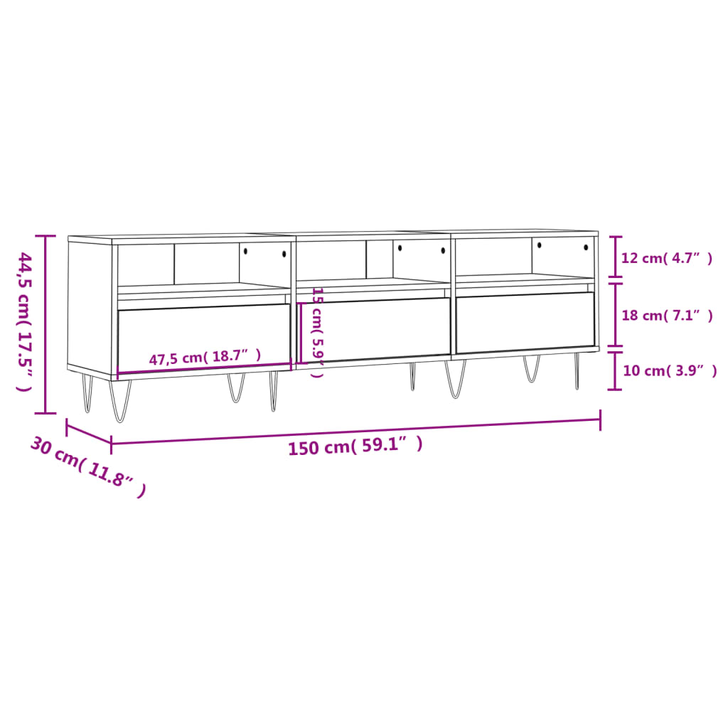 Mobile Tv 150X30X44,5 Cm Legno Multistrato