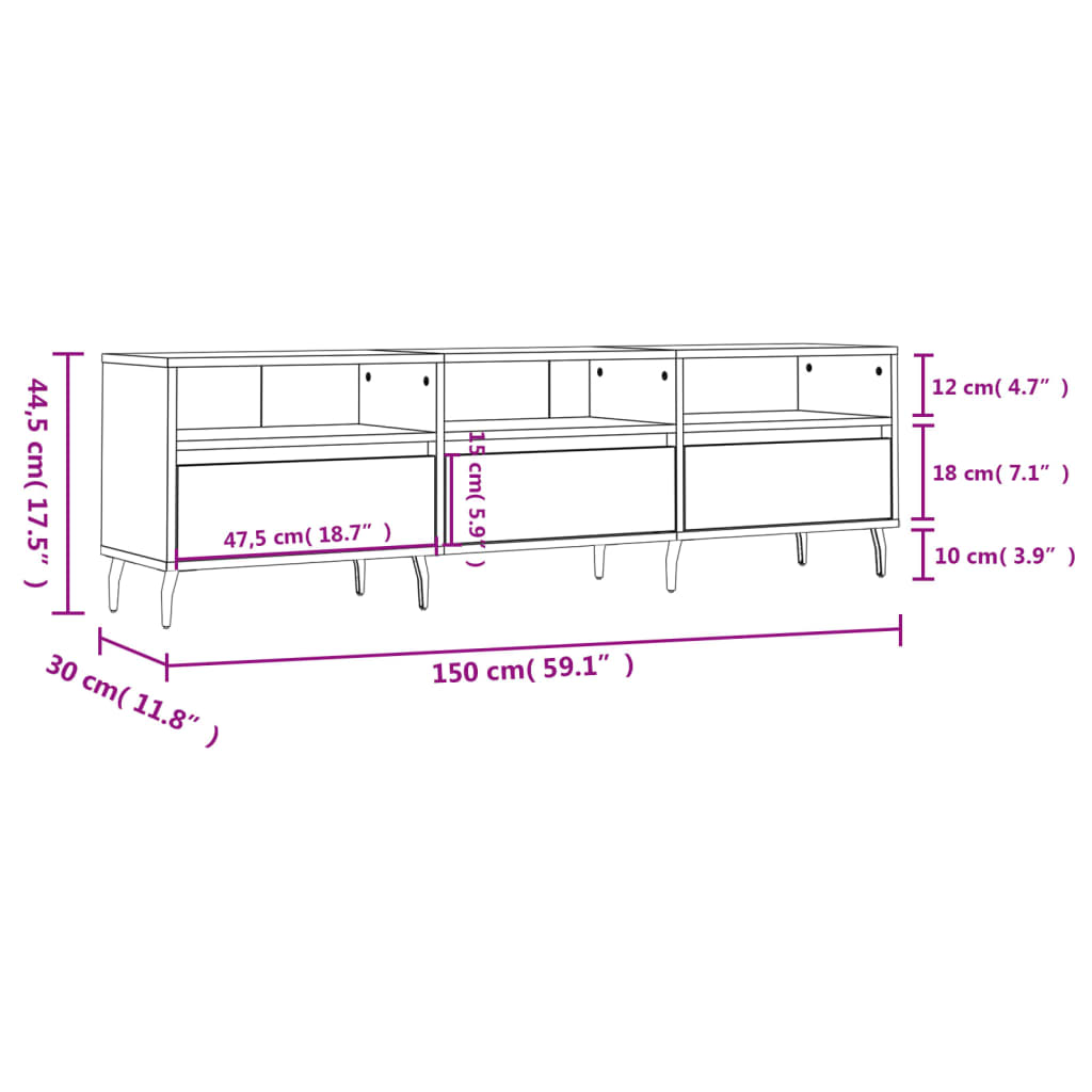 Mobile Porta Tv 150X30X44,5 Cm Legno Multistrato