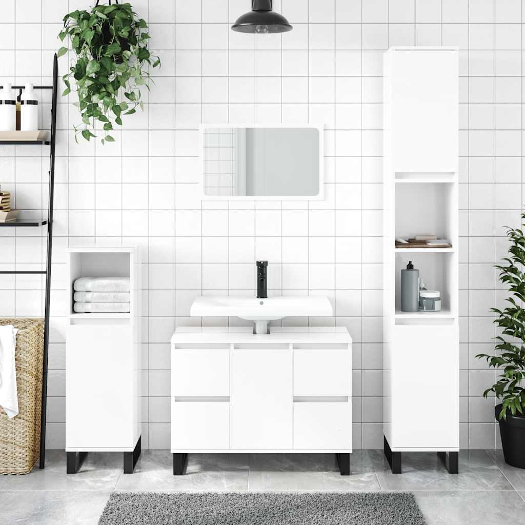 Mobiletto Da Bagno 80X33X60 Cm In Truciolato