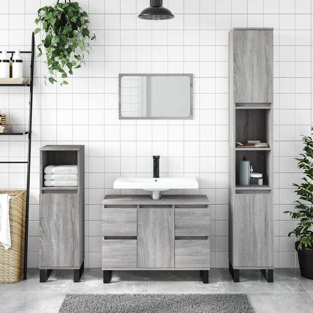 Mobiletto Da Bagno 80X33X60 Cm In Truciolato