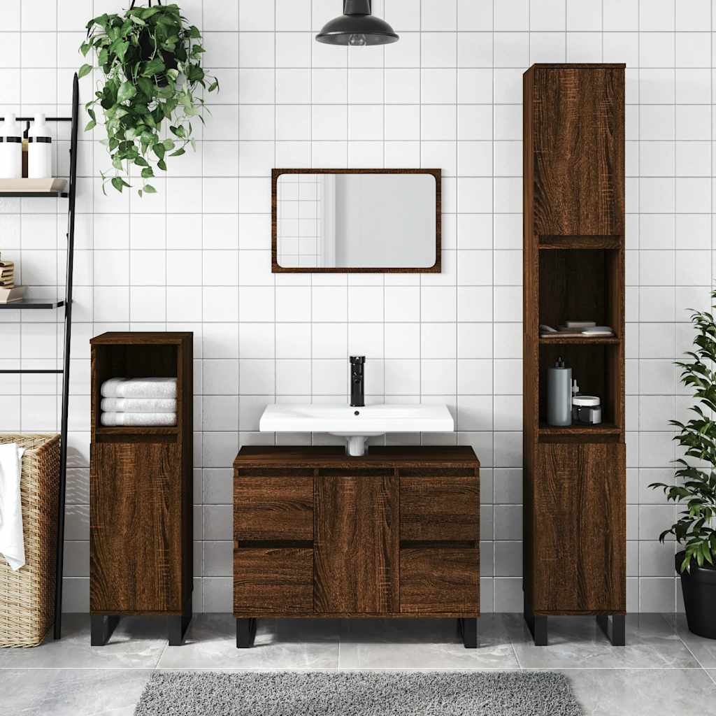 Mobiletto Da Bagno 80X33X60 Cm In Truciolato