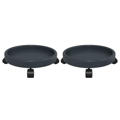 Carrelli Per Piante Con Ruote 2 Pz Grigi Diametro 34 Cm 35 Kg