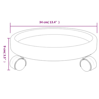 Carrelli Per Piante Con Ruote 2 Pz Grigi Diametro 34 Cm 35 Kg