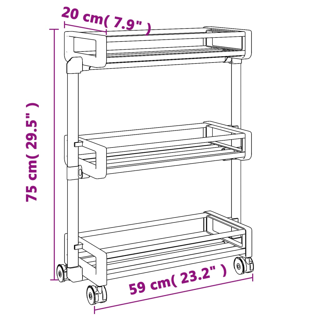Carrello Portaoggetti 59X20X75 Cm In Alluminio