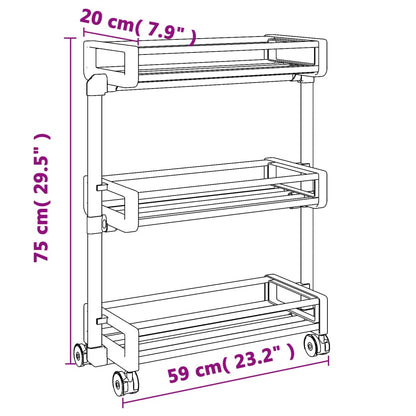 Carrello Portaoggetti 59X20X75 Cm In Alluminio
