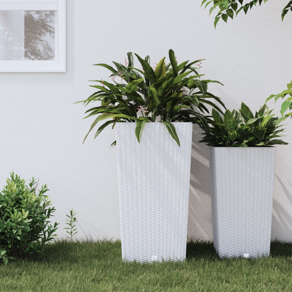Fioriera Con Interno Rimovibile Bianca 21 / Pp Rattan