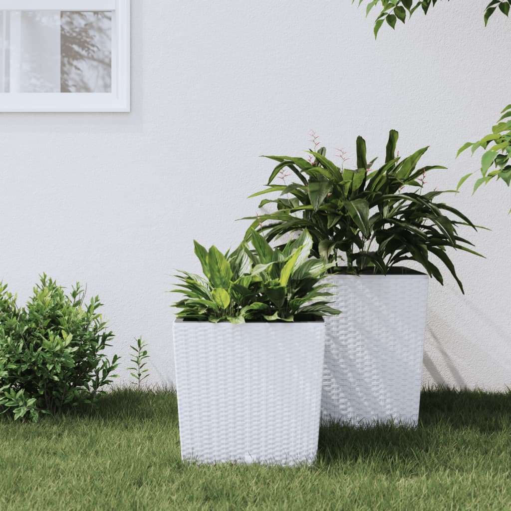 Fioriera Con Interno Rimovibile Bianca 21 / Pp Rattan