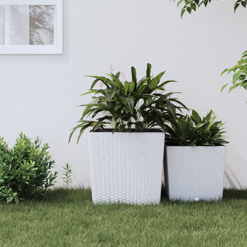 Fioriera Con Interno Rimovibile Bianca 21 / Pp Rattan