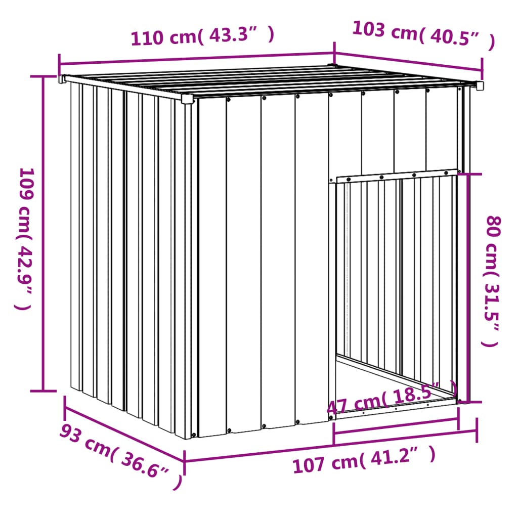 Casetta Cani Tetto 110X103X109 Cm Acciaio Zincato