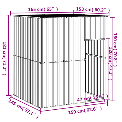 Casetta Cani Con Tetto 165X153X181 Cm Acciaio Zincato