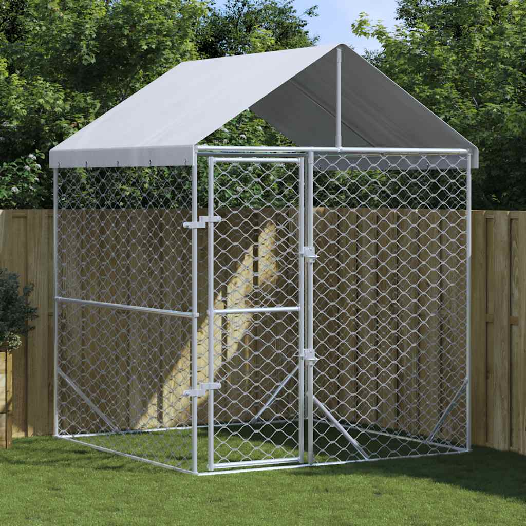 Cuccia Cani Da Esterno Tetto Argento 6X2X2,5 M Acciaio Zincato