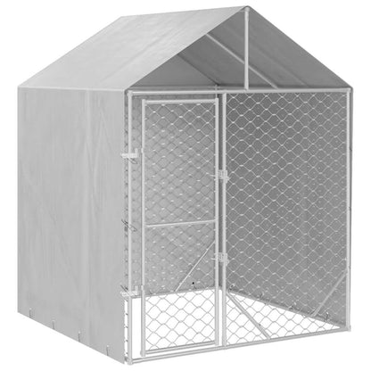 Cuccia Cani Da Esterno Tetto Argento 2X2X2,5 M Acciaio Zincato