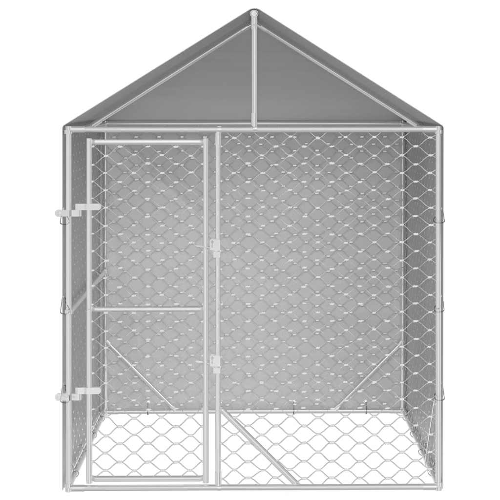 Cuccia Cani Da Esterno Tetto Argento 2X2X2,5 M Acciaio Zincato
