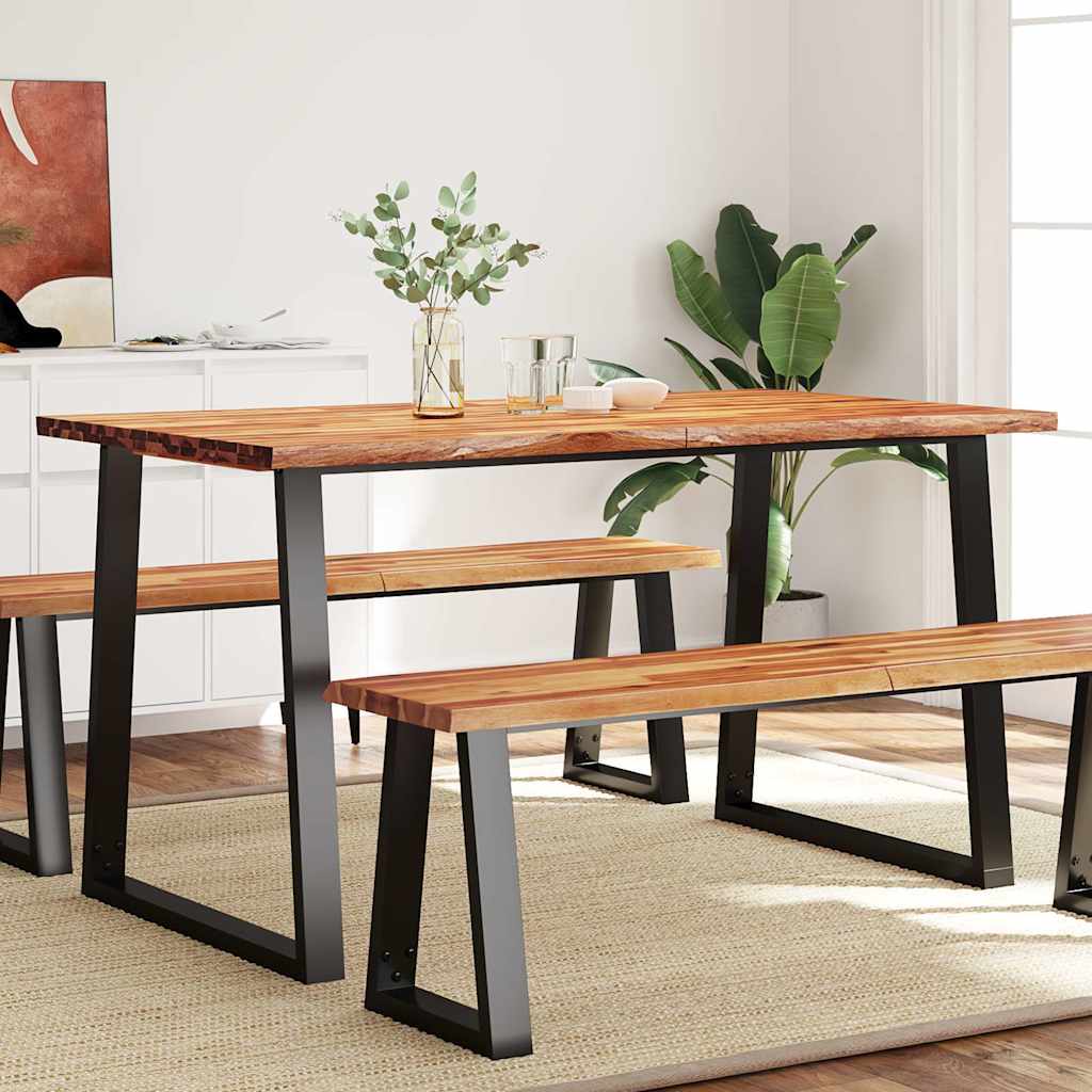 Tavolo Da Pranzo Bordi Vivi Legno Massello Acacia
