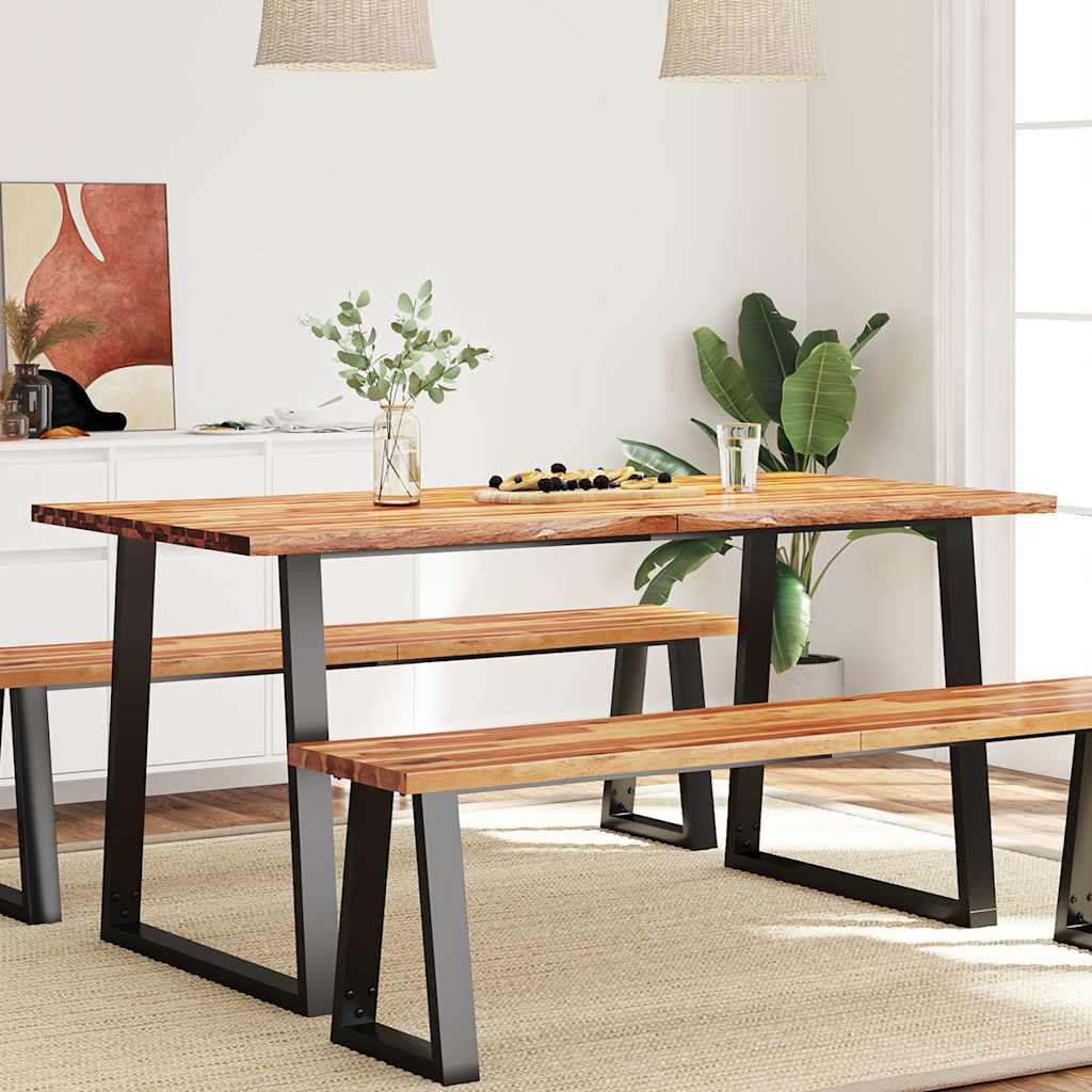 Tavolo Da Pranzo Bordi Vivi Legno Massello Acacia