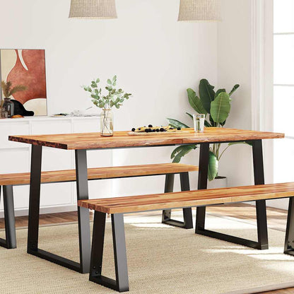 Tavolo Da Pranzo Bordi Vivi Legno Massello Acacia