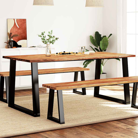 Tavolo Da Pranzo Bordi Vivi Legno Massello Acacia