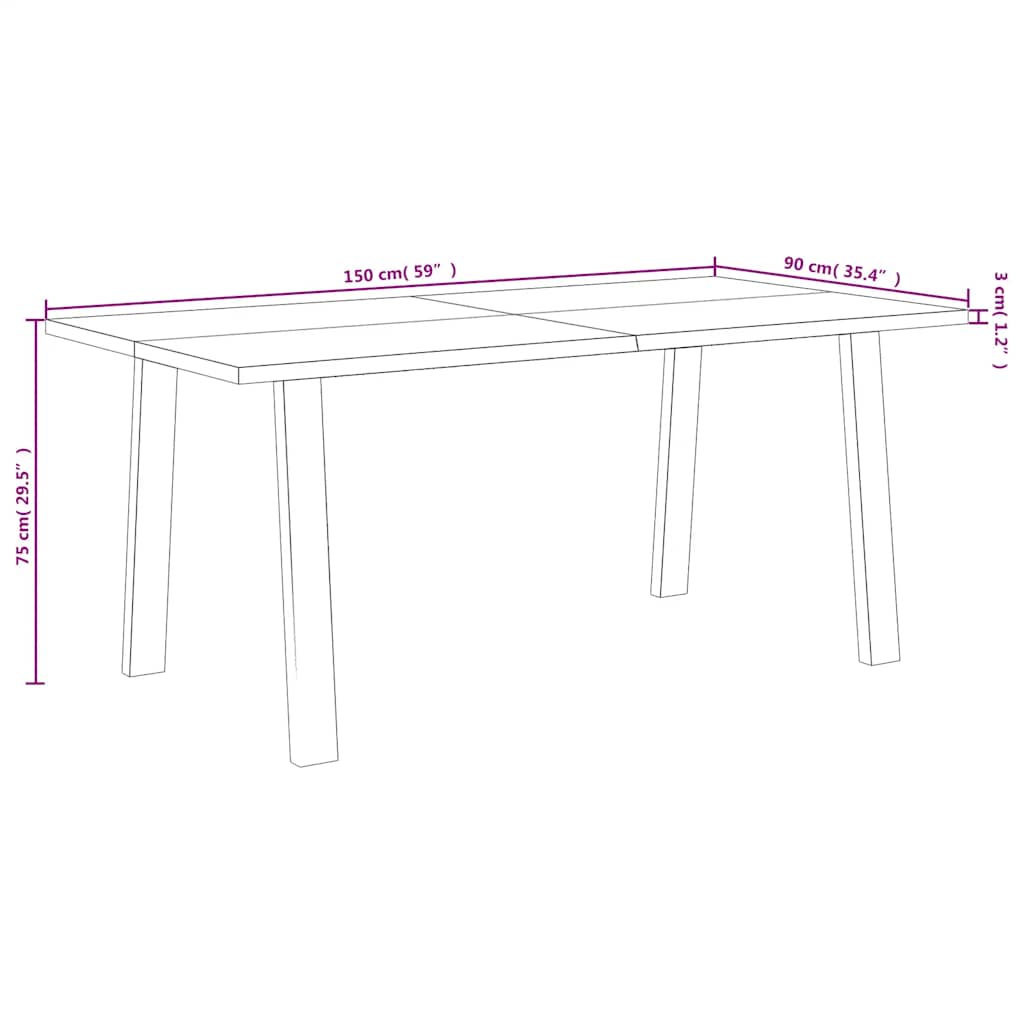 Tavolo Da Pranzo 150X90X75 Cm In Legno Massello Di Acacia