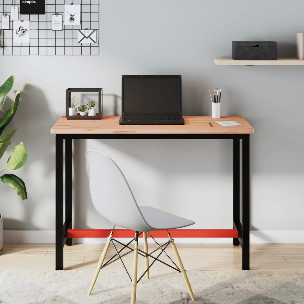 Banco Da Lavoro 115X55X81,5 Cm Legno Massello Faggio E Metallo