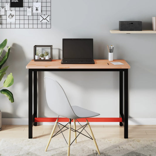 Banco Da Lavoro 115X55X81,5 Cm Legno Massello Faggio E Metallo
