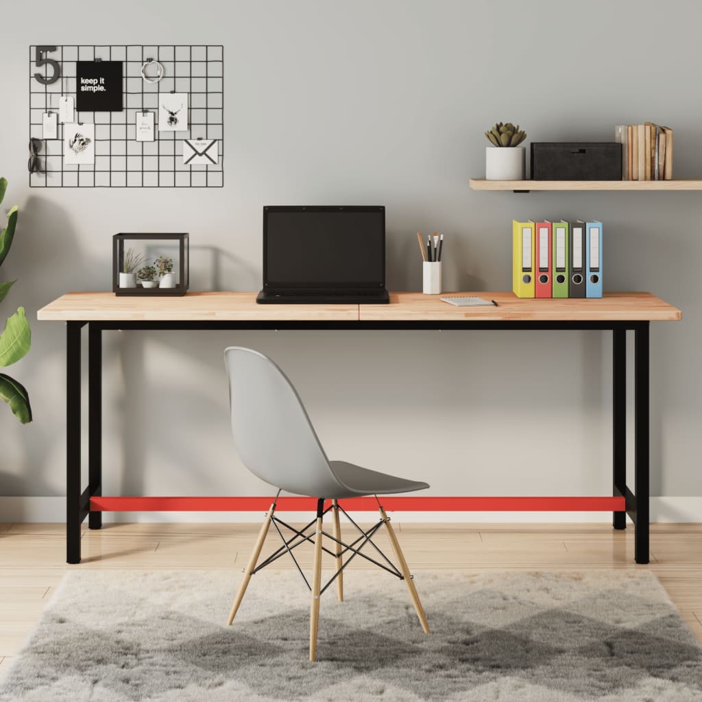 Banco Da Lavoro 115X55X81,5 Cm Legno Massello Faggio E Metallo