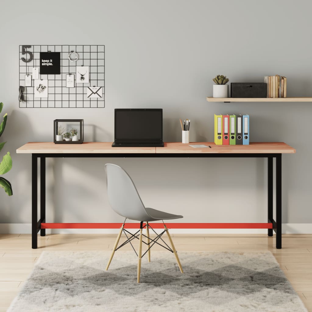 Banco Da Lavoro 115X55X81,5 Cm Legno Massello Faggio E Metallo
