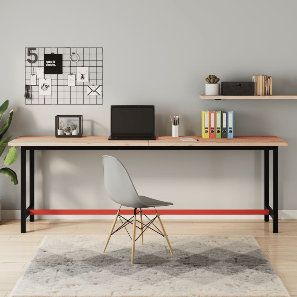 Banco Da Lavoro 115X55X81,5 Cm Legno Massello Faggio E Metallo