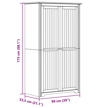Armadio Bodo 99X53,5X173 Cm In Legno Massello Di Pino
