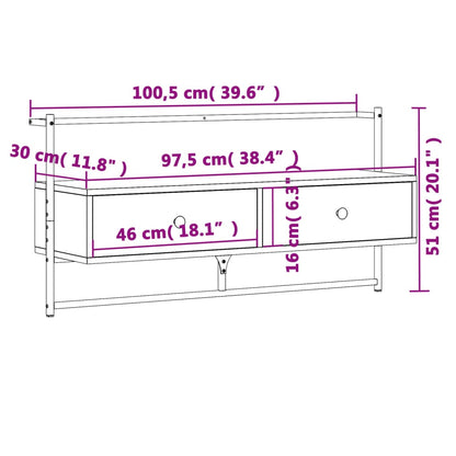Mobile Tv A Muro 100,5X30X51 Cm Legno Multistrato