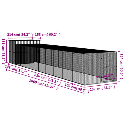 Casetta Cani Con Corsa 214X1069X181Cm Acciaio Zincato