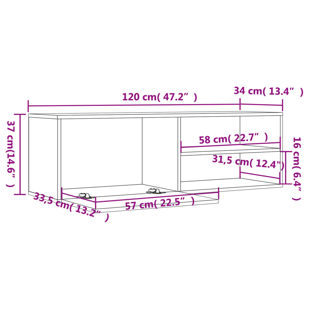 Mobile Porta Tv 120X34X37 Cm Legno Multistrato