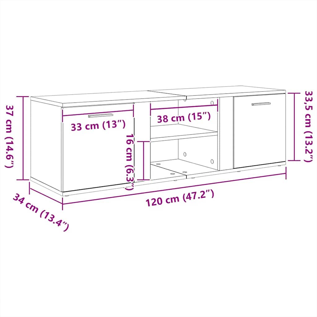 Mobile Porta Tv 120X34X37 Cm In Legno Multistrato