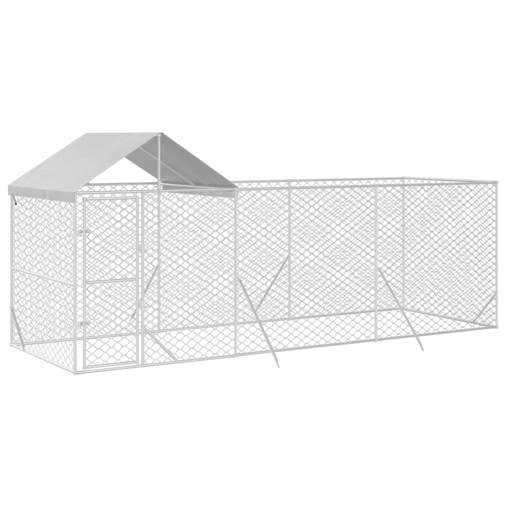 Cuccia Cani Da Esterno Tetto Argento 6X2X2,5 M Acciaio Zincato