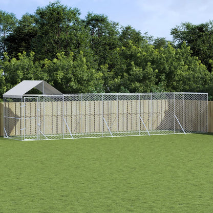 Cuccia Cani Da Esterno Tetto Argento 6X2X2,5 M Acciaio Zincato