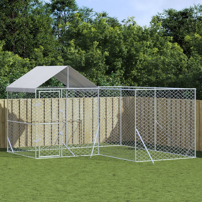 Cuccia Cani Da Esterno Tetto Argento 6X6X2,5 M Acciaio Zincato