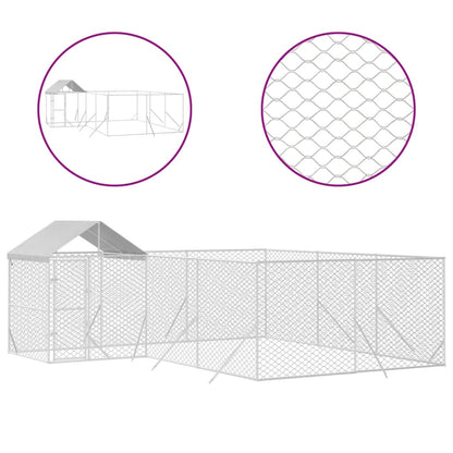Cuccia Cani Da Esterno Tetto Argento 6X6X2,5 M Acciaio Zincato