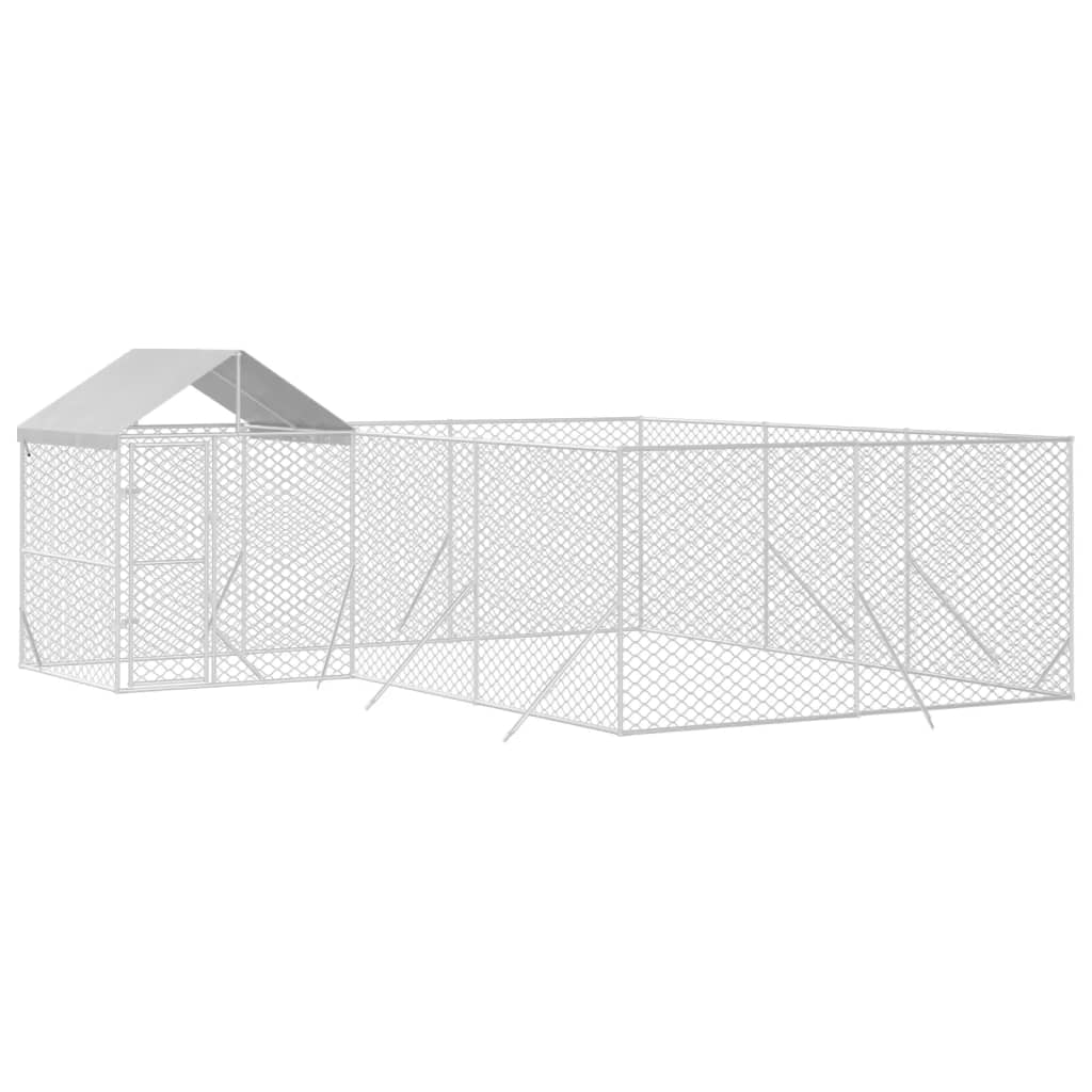 Cuccia Cani Da Esterno Tetto Argento 6X6X2,5 M Acciaio Zincato