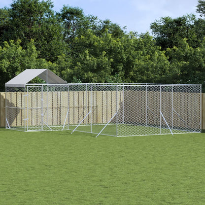 Cuccia Cani Da Esterno Tetto Argento 6X6X2,5 M Acciaio Zincato