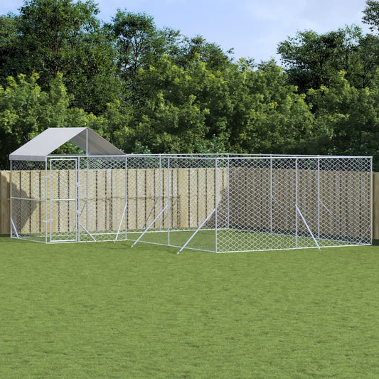 Cuccia Cani Da Esterno Tetto Argento 6X6X2,5 M Acciaio Zincato