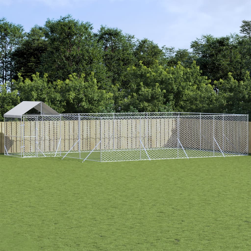 Cuccia Cani Da Esterno Tetto Argento 6X6X2,5 M Acciaio Zincato