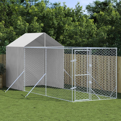 Cuccia Cani Da Esterno Tetto Argento 2X2X2,5 M Acciaio Zincato