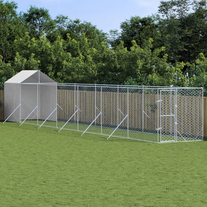 Cuccia Cani Da Esterno Tetto Argento 2X2X2,5 M Acciaio Zincato