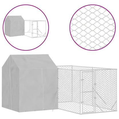 Cuccia Cani Da Esterno Tetto Argento 4X4X2,5 M Acciaio Zincato