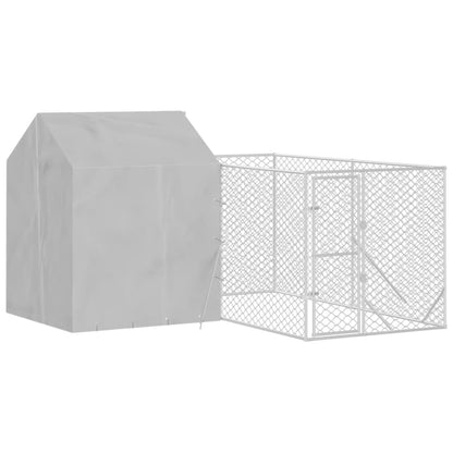 Cuccia Cani Da Esterno Tetto Argento 4X4X2,5 M Acciaio Zincato