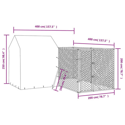 Cuccia Cani Da Esterno Tetto Argento 4X4X2,5 M Acciaio Zincato