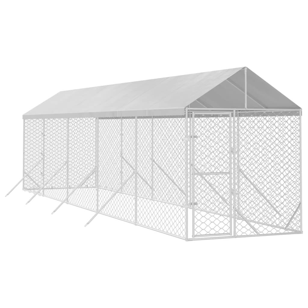 Cuccia Cani Da Esterno Tetto Argento 2X10X2,5 M Acciaio Zincato